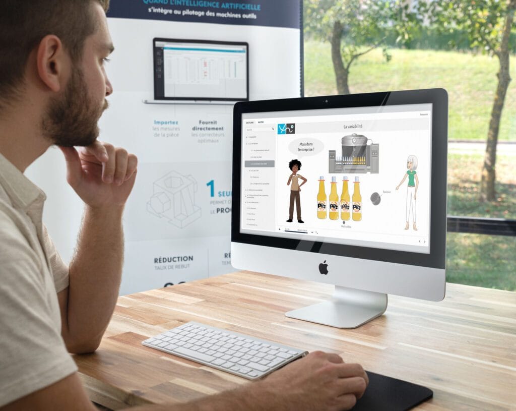 Operator using Ellistat elearning to learn about quality, lean and six sigma tools in a fun way
